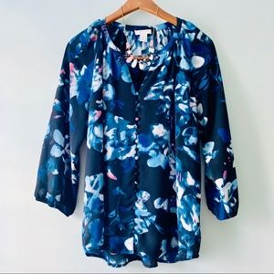 Saint Tropez West 3/4 sleeve blouse w/ buttons